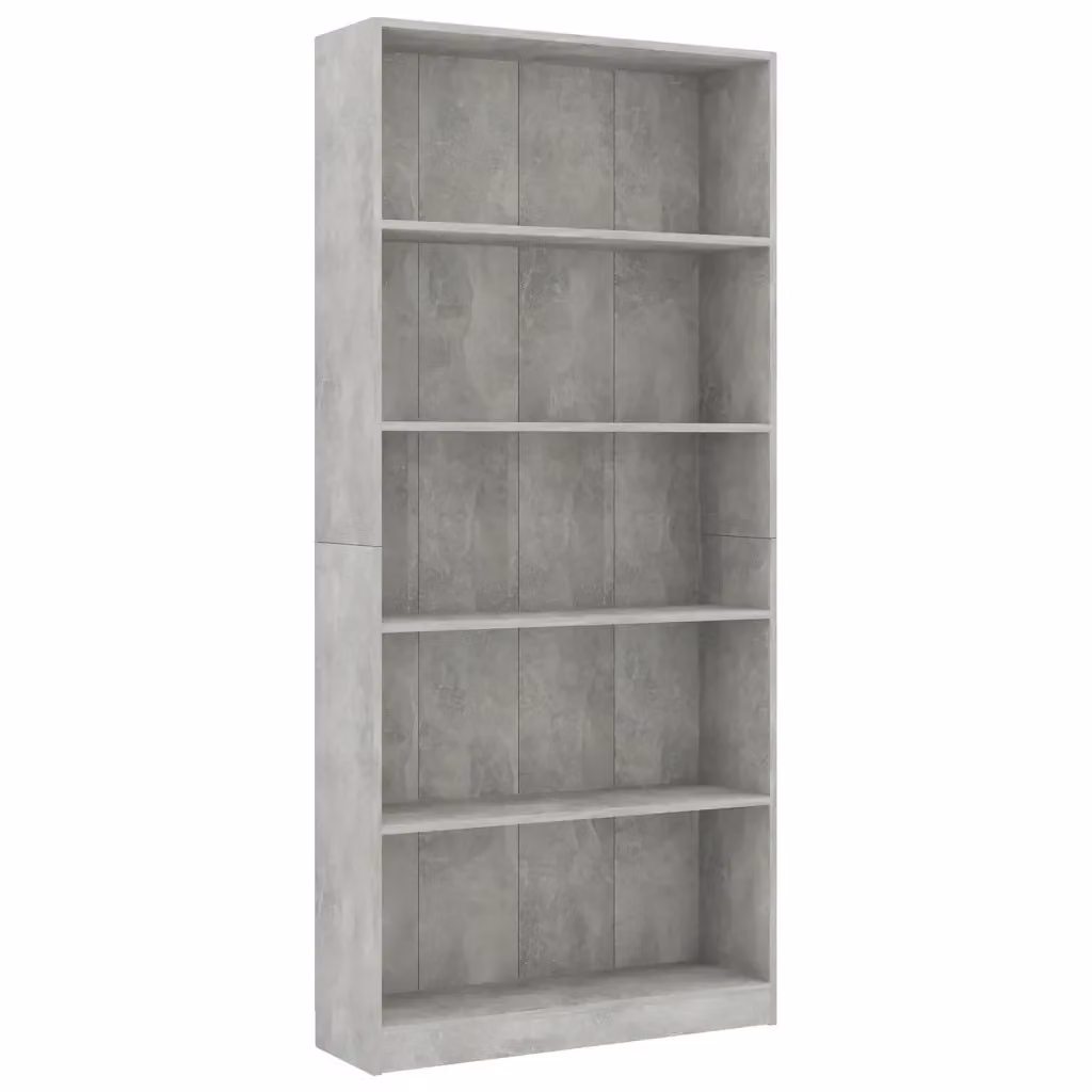 Libreria vidaXL con 5 Ripiani in Legno Multistrato Grigio, L: 80 cm, P: 24 cm, H: 175 cm – 2
