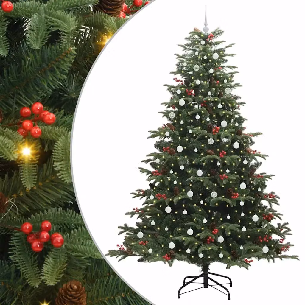 Albero di Natale artificiale vidaXL verde con 300 LED luce bianca calda, Altezza: 240 cm – 2
