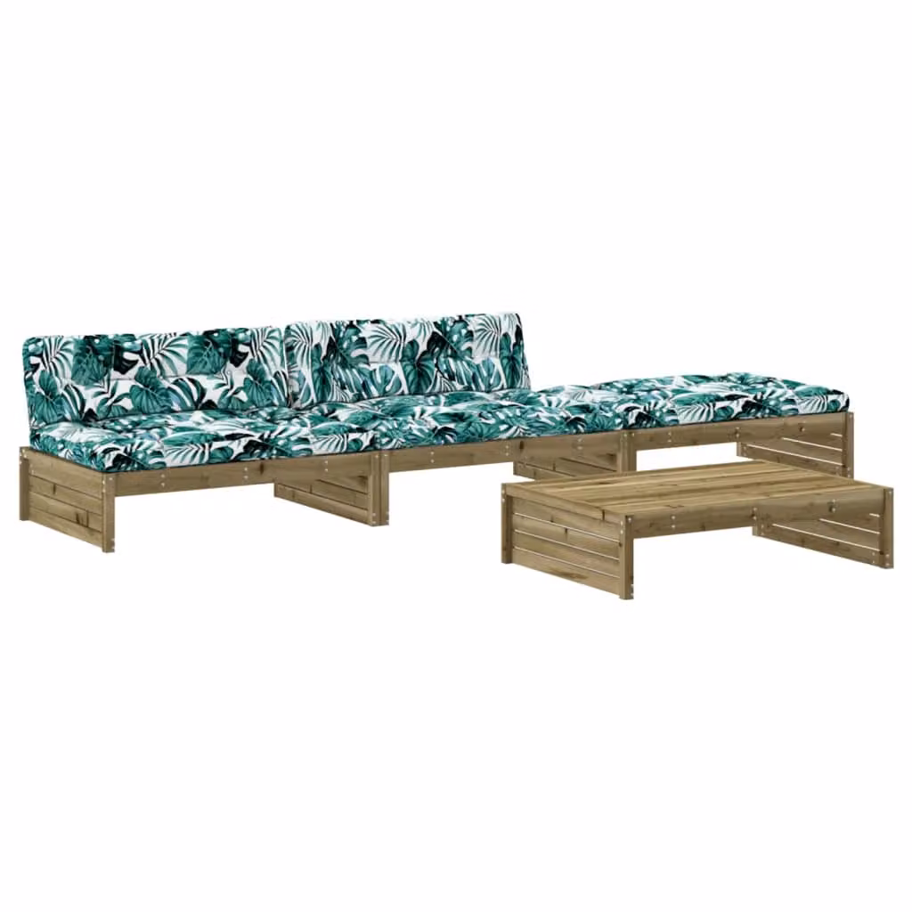 Set Divani da Giardino 4pz con Cuscini Legno Impregnato di Pino