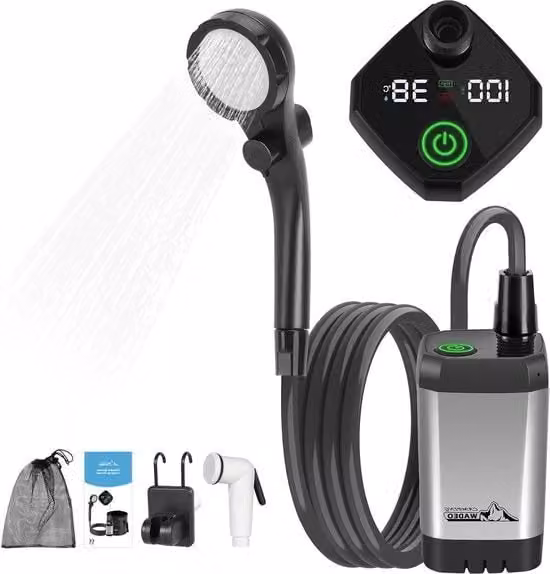 Doccia portatile per campeggio con batteria con pompa - Batteria ricaricabile 4500 mAh - Doccia mobili per viaggi in campeggio - Pulizia auto - giardinaggio - tipo C