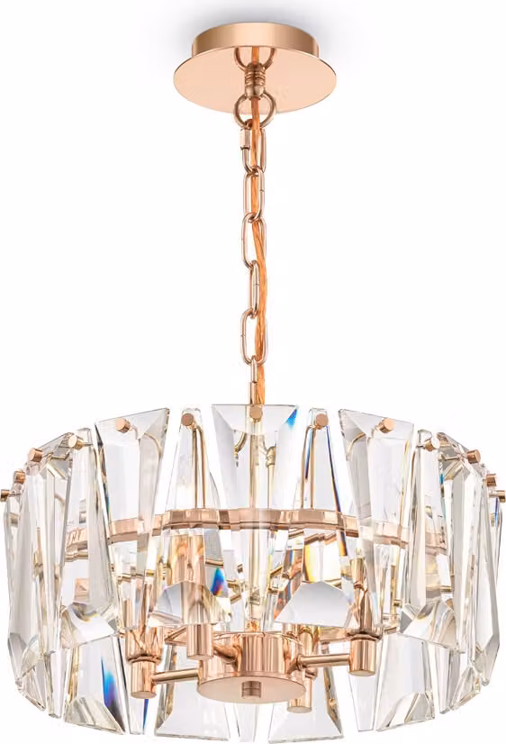Lampada a sospensione Maytoni Puntes in cristallo dorato, E14, 60 W, dimmerabile, a 4 luci