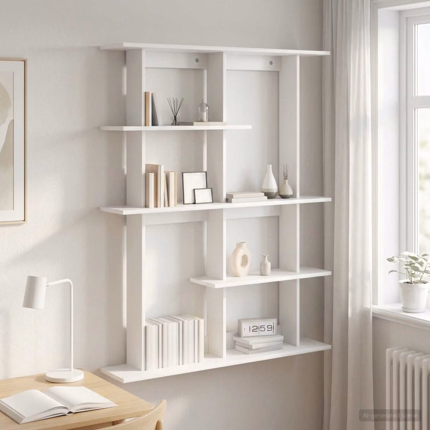 Scaffale da parete moderno vidaXL Bianco L 102 cm x P 20 cm x H 130 cm