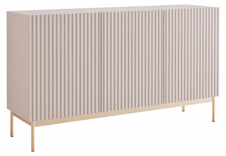 Selsey Linearis - Credenza a 3 ante con illuminazione a LED, grigio cashmere, 138 cm