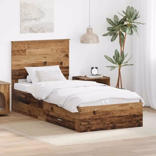 Struttura del letto con cassetto Legno vecchio 90 x 190 cm 3409701