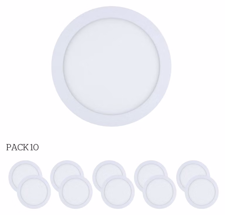 Easy Circular: 10 faretti a LED integrati, temperatura di colore 4000K, per illuminazione direzionale, con interruttore on/off, diametro 30 cm, colore bianco