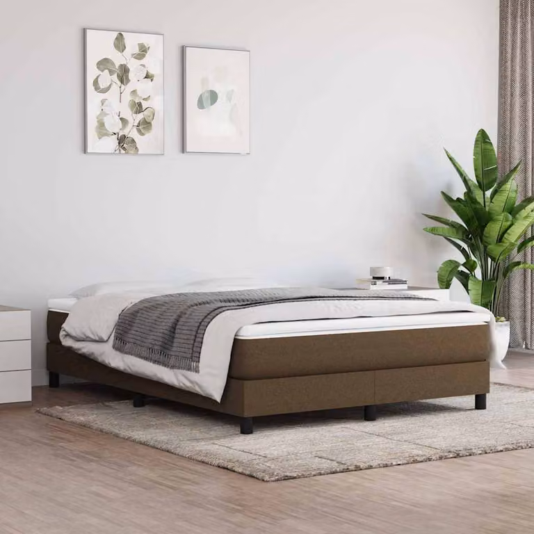 Letto Ibrido vidaXL con Giroletto a Molle e Materasso in Tessuto Marrone e Bianco L/P/H: 140 x 200 x 25 cm