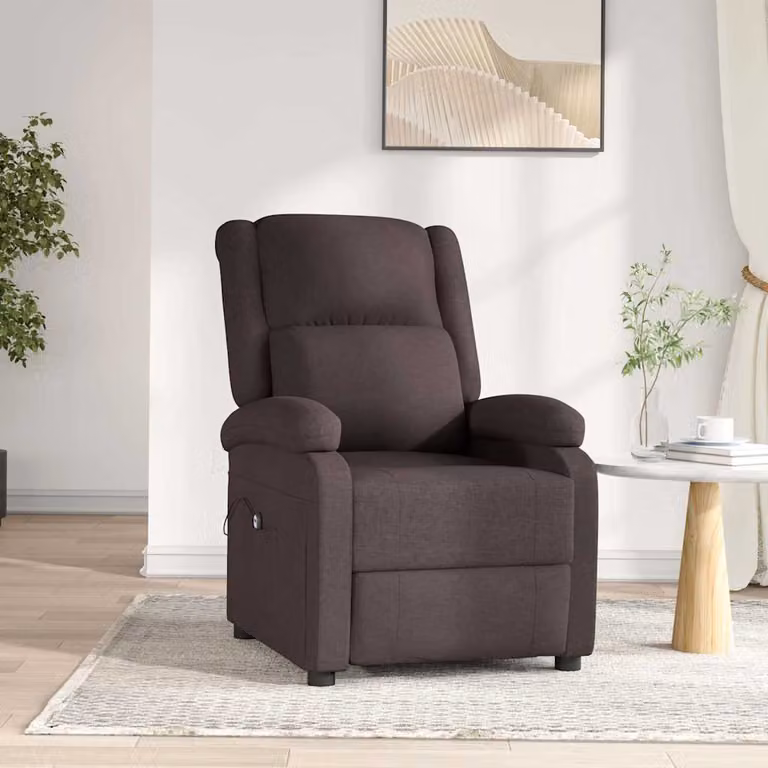 vidaXL Poltrona Reclinabile Elettrica in Tessuto Marrone con Braccioli e Struttura Moderna