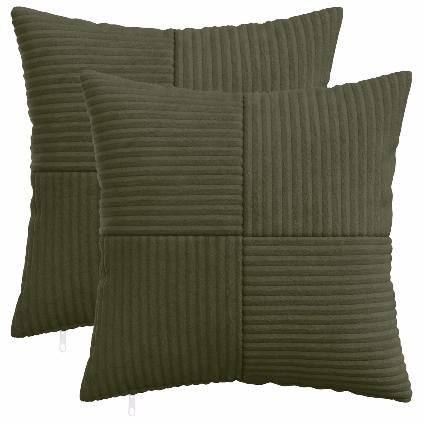 Set di 2 federe vidaXL ALMELO in velluto a coste verdi, L 35 x P 35 cm