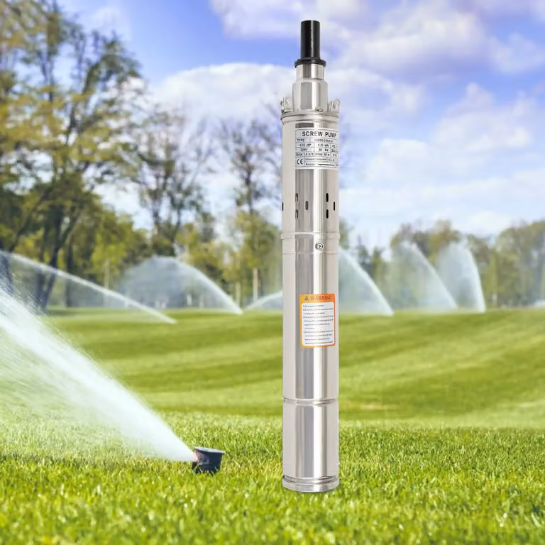 Pompa per pozzi profondi, pompa sommergibile a vite senza fine 220V spina UE, acciaio inox, compatibile con la sabbia, per giardino e approvvigionamento idrico