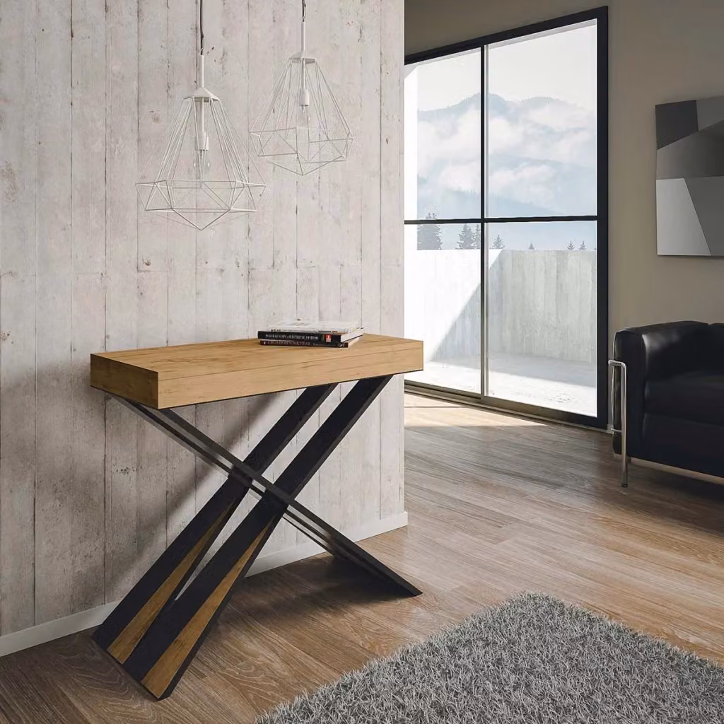 Consolle Allungabile Moderna GIORDANOSHOP in Nobilitato Marrone L/P/H: 90-196 x 40 x 77 cm – 2
