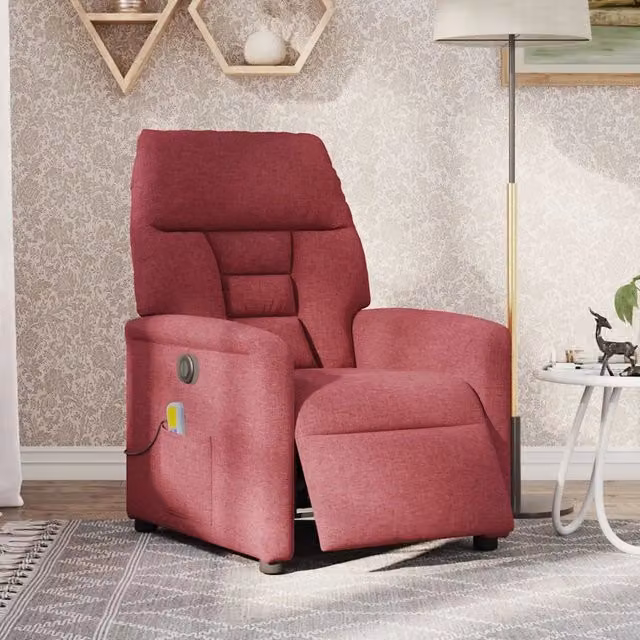 Poltrona Massaggiante | Sedia Relax Reclinabile Elettrica Rosso Vino Tessuto