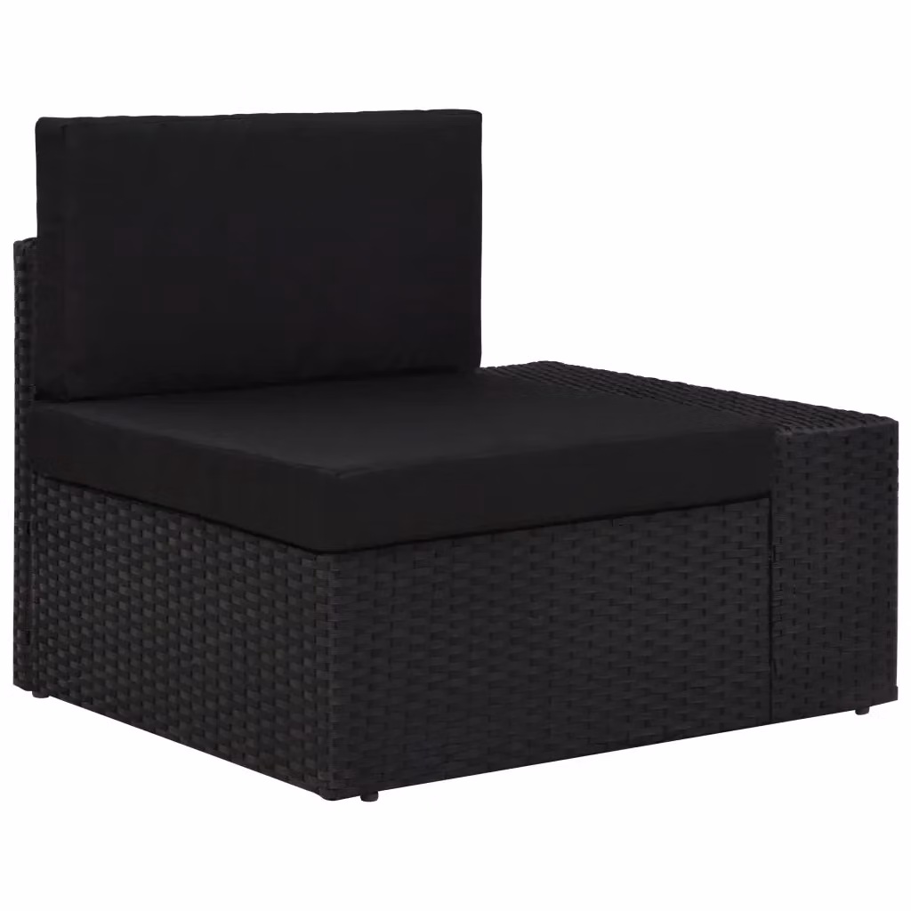 Set da giardino moderno vidaXL composto da 9 pezzi con divani a 3 posti, elementi angolari, tavolino da caffè e cuscini imbottiti in colore nero – 2