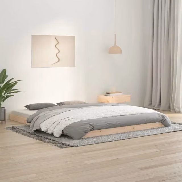 Giroletto King vidaXL in legno massello di pino non trattato L: 150 cm, P: 200 cm