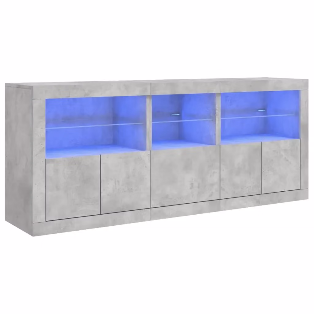 Credenza moderna vidaXL con luci LED integrata in grigio, L: 162 cm, P: 37 cm, H: 67 cm – 2