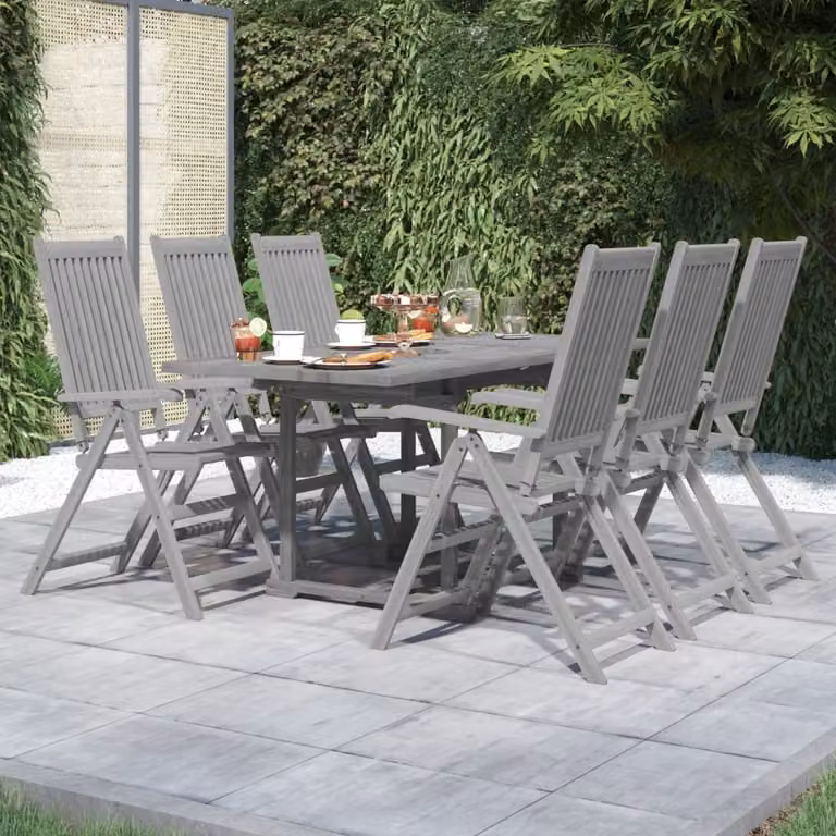 The Living Store 7 pezzi. Set da pranzo da giardino in legno massiccio di acacia