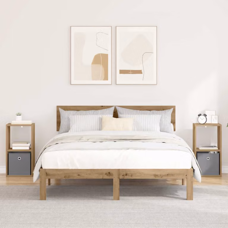 Set di 2 comodini moderni vidaXL in legno color rovere marrone L: 30,5 cm, P: 27 cm, H: 59,5 cm