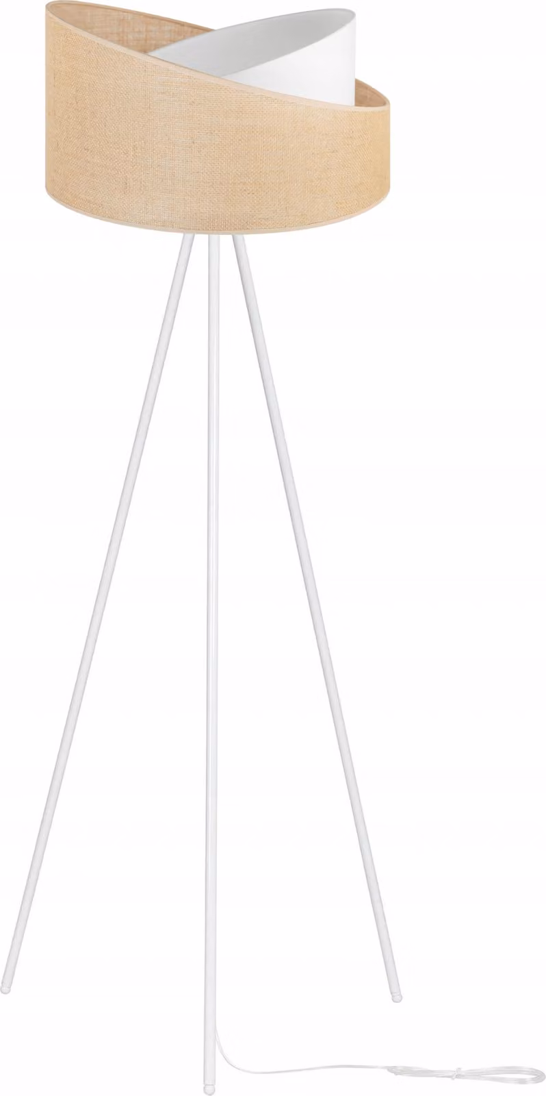 Lampada da terra, treppiede, metallo, paralume, juta, 45 cm