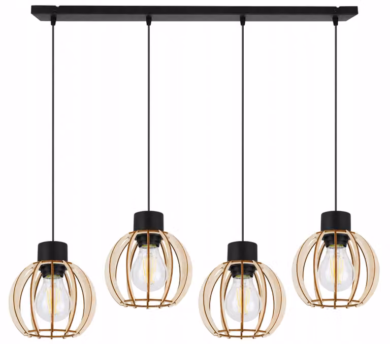 Lampada a sospensione, lampadario da soffitto, legno, paralume LED