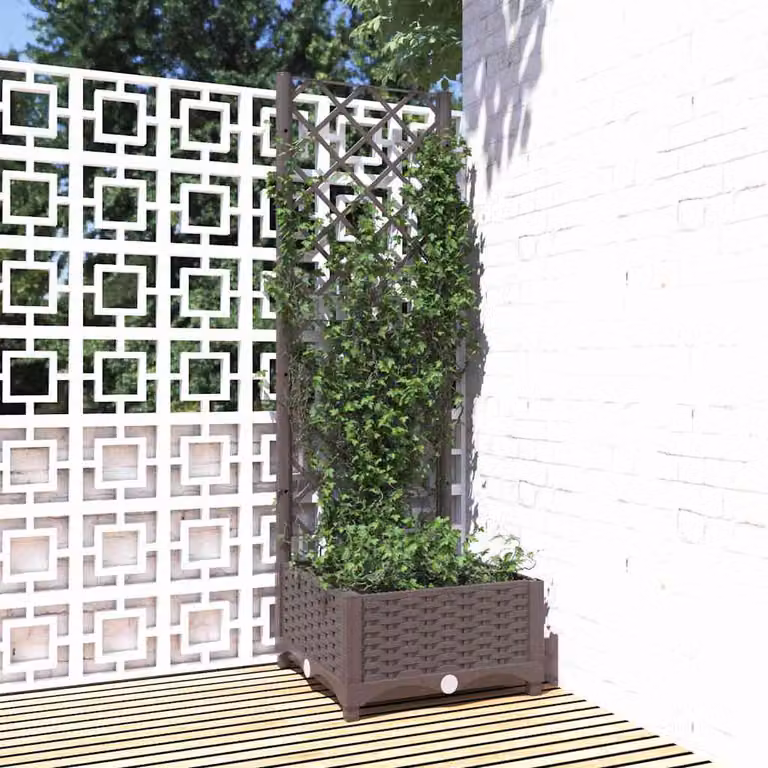 Fioriera da giardino con graticcio vidaXL marrone in plastica L/P/H: 40 x 40 x 121,5 cm