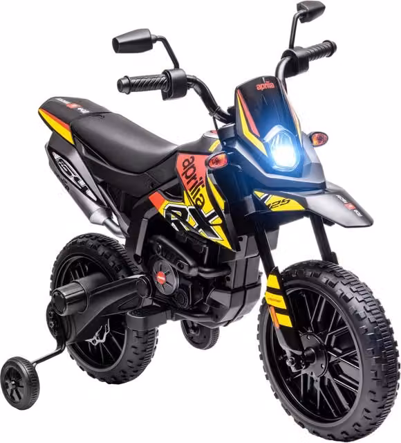 Moto Elettrica 12V per Bambini ¨C Xylo ¨C con LED, Musica, USB e Ruote Stabilizzatrici, Gialla