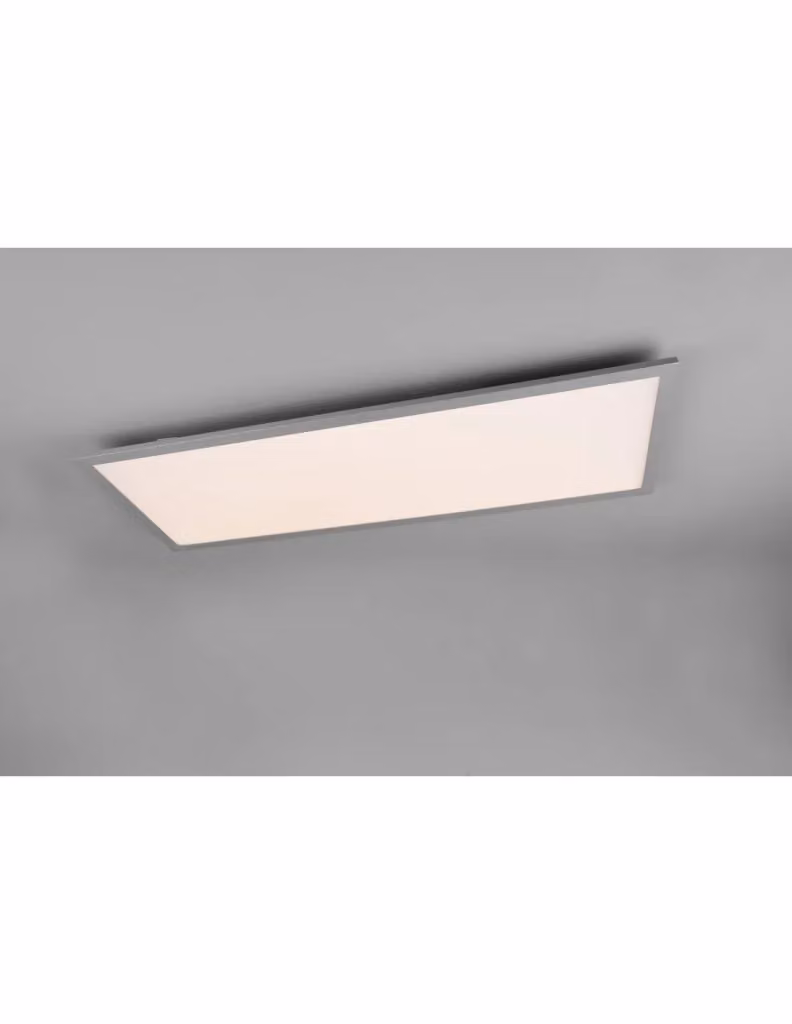 Plafoniera Rettangolare LED Trio Leuchten in Alluminio Bianco e Argento con Funzione Luce Notturna e Dimmerabile – 2