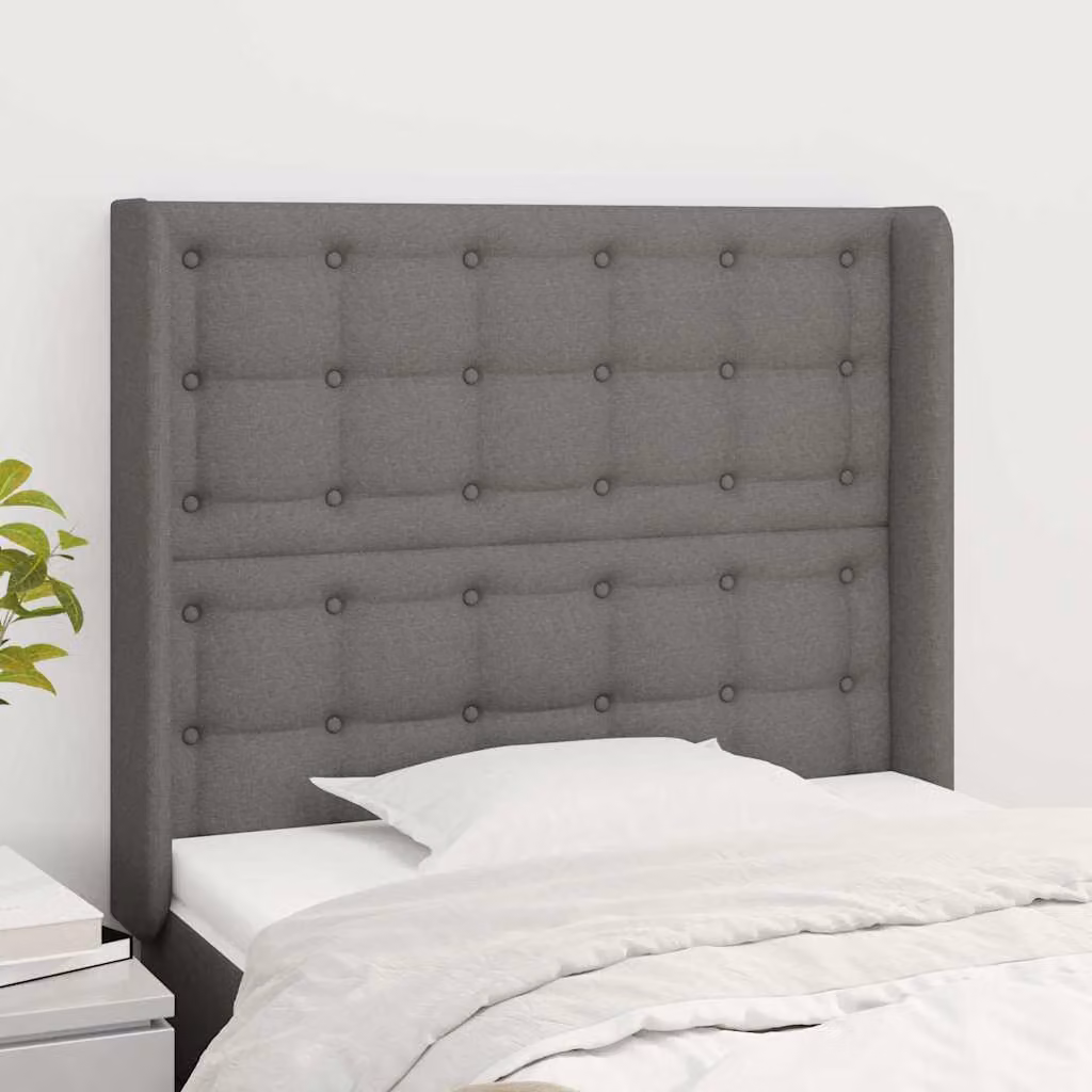 Testiera ad orecchio vidaXL in tessuto grigio scuro L: 83 cm, P: 16 cm, H: 118/128 cm
