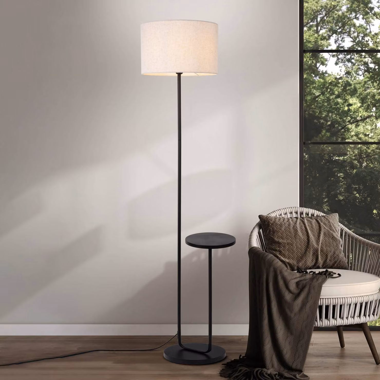 Näve Lampada da terra Tordis, Nero, Soggiorno / Sala da pranzo, Metallo, Moderno, Lampada da terra