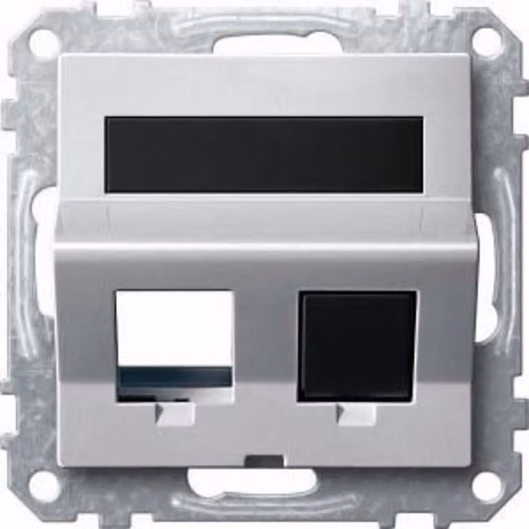 Presa angolare doppia con anello di supporto e inserto per connettore Modular Jack, alluminio, sistema M