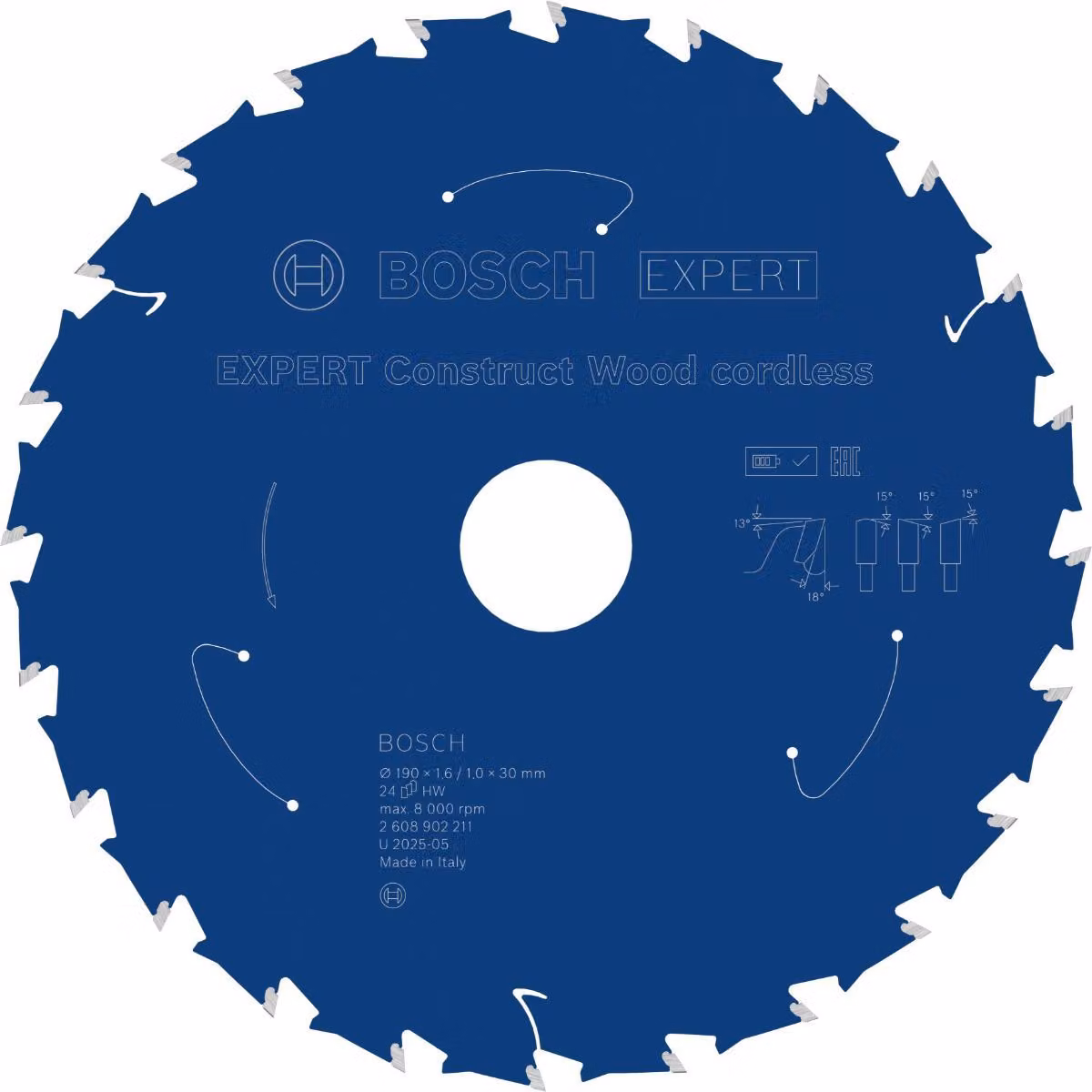 Lama circolare Bosch EXPERT Construct Wood, 190x1,6x30 mm, T24