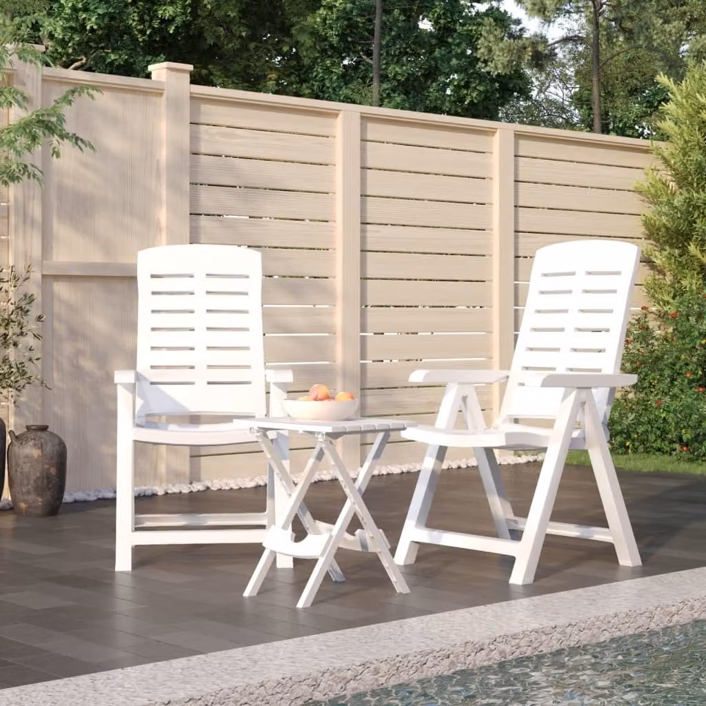 Maison Exclusive - Set da pranzo da giardino a 3 pezzi in polipropilene bianco