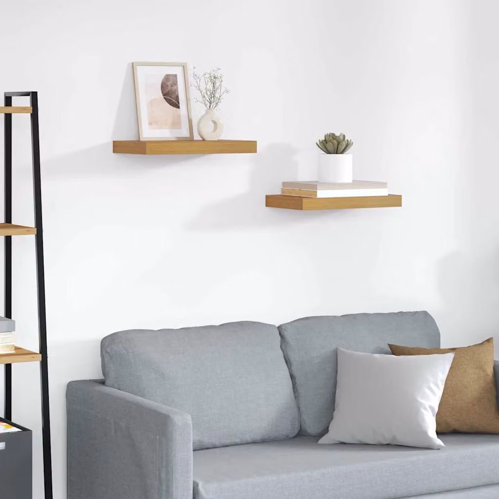 Set di 2 Scaffali da parete moderni vidaXL in MDF, colore Beige, L 40 x P 23,5 x H 3,8 cm