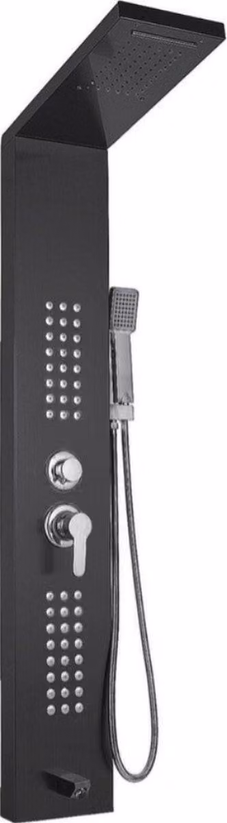 Sistema doccia completo - Soffione e doccetta in nero opaco - Sistema doccia massaggiante con doccia a pioggia quadrata - 3 soffioni per il bagno