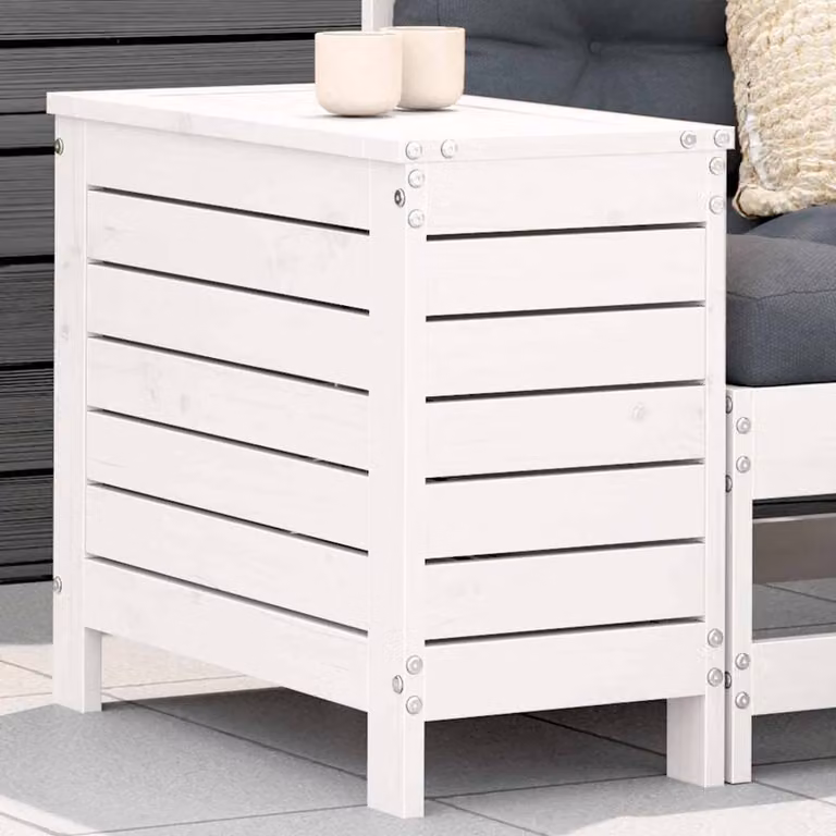 vidaXL Poggiapiedi da Giardino in Legno di Pino Bianco L: 62 cm, P: 31,5 cm, H: 52 cm