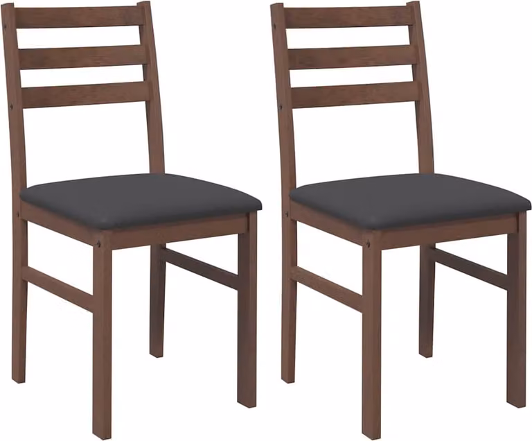 Sedie da Pranzo con Cuscini 2pz Marrone Legno Massello di Hevea