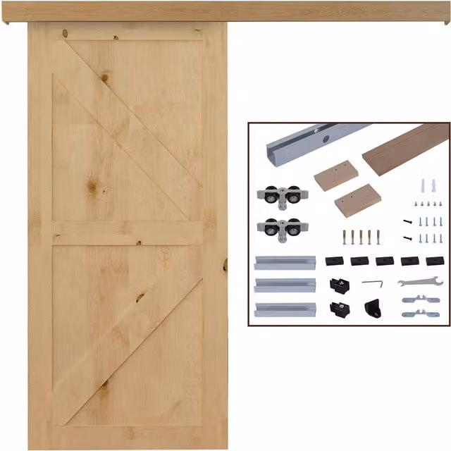 Kit binario per porte scorrevoli in stile rustico in legno HOMCOM, colore marrone, Lunghezza: 200 cm