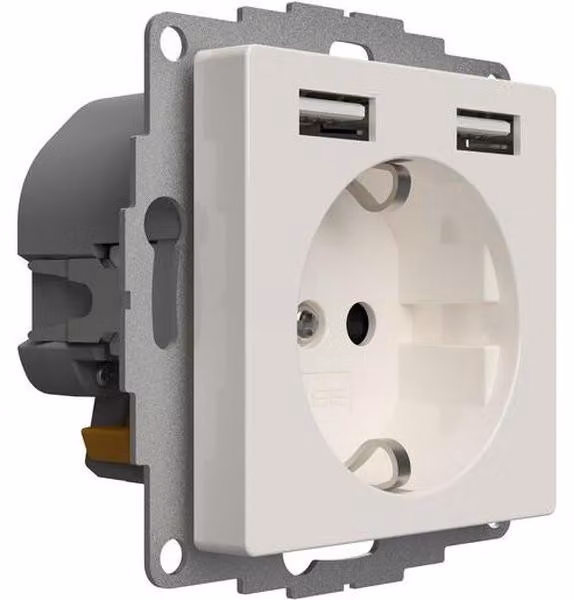 Prese multiple con 2 porte USB, finitura lucida (JP-5502F, 12W, 2,4A)
