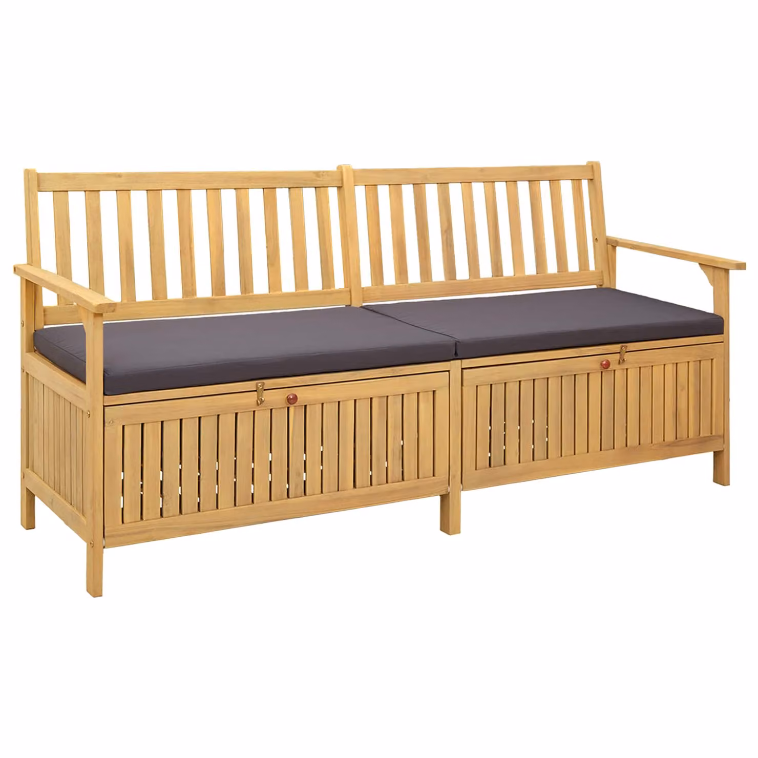 Panchina con contenitore e cuscini vidaXL in legno di acacia marrone L: 170 cm, P: 63 cm, H: 84 cm