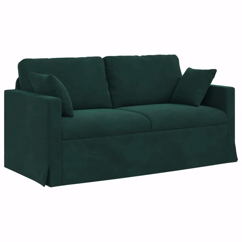 Divano moderno vidaXL in velluto verde con struttura in metallo e coperture rimovibili L: 158 cm, P: 78 cm, H: 80 cm – 2