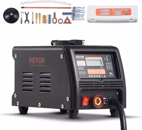 VEVOR Kit di Saldatura a Punti per Riparazione Ammaccature con Saldatore per Prigionieri da 3 KW, 9 Modalità di Saldatura Automatica e Manuale, Estrattore per Auto e Camion, Nero e Acciaio Inox