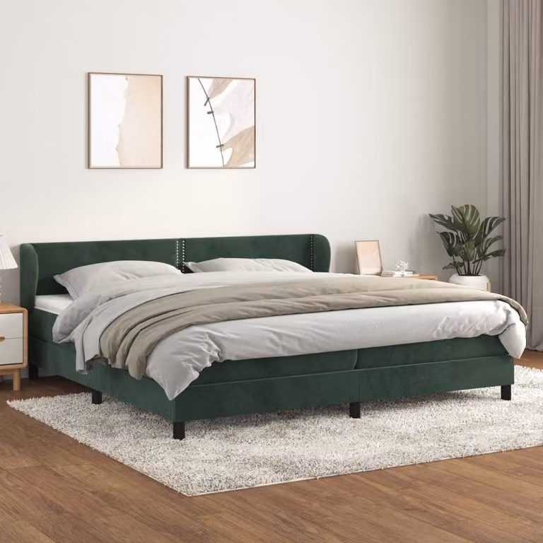 Maison Exclusive - Giroletto a Molle con Materasso Verde Scuro 200x200 cm Velluto