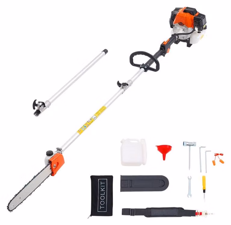 Motosega a benzina, 52 cc, 2 tempi - Potenza: 1,35 cavalli - Lame da taglio: 35,6 cm - Albero telescopico