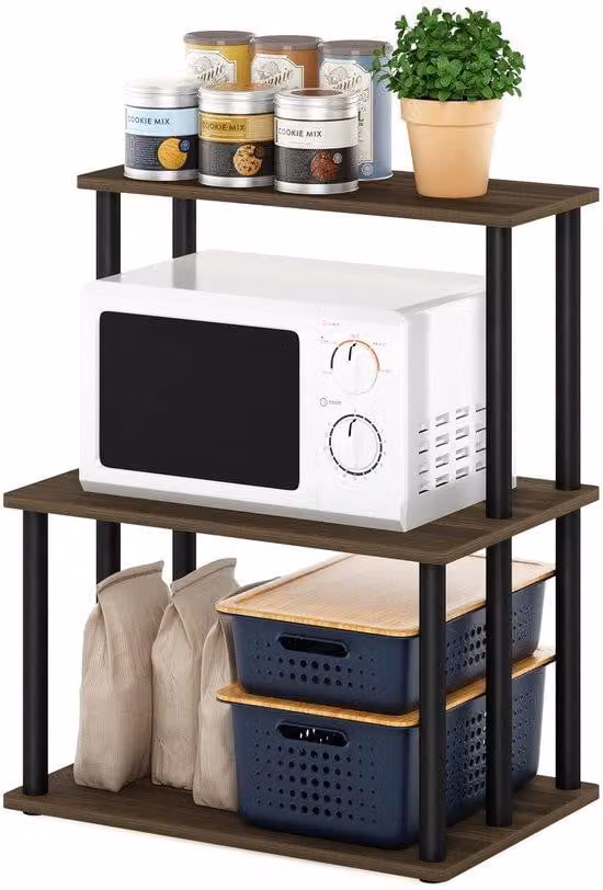 Scaffale da cucina a tre ripiani per uno spazio di stoccaggio ottimale