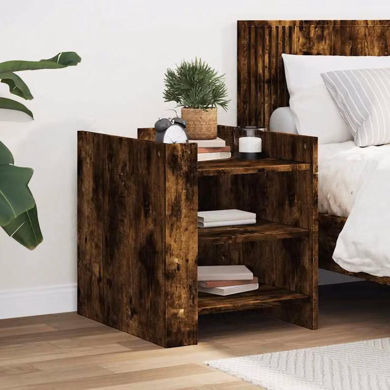 Comodino moderno vidaXL in legno color marrone, sospeso a parete, L 45 cm x P 50 cm x H 50 cm