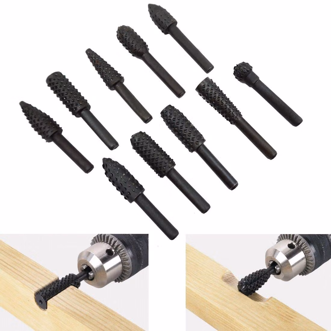Set di utensili per la lavorazione del legno, composto da 10 pezzi, adatto per legno e plastica, versatile e adatto a diversi utilizzi