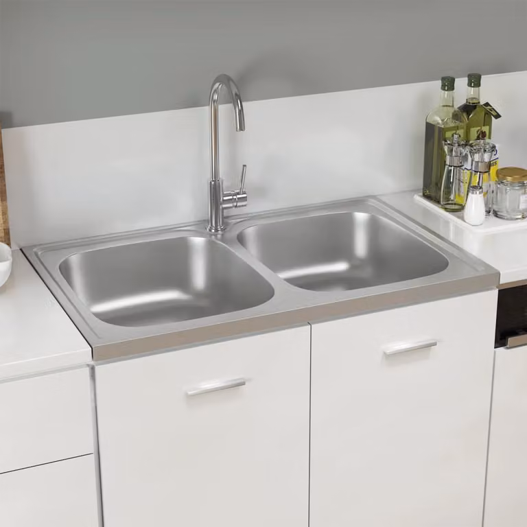The Living Store Lavello a doppia vasca silver 800x500x155 mm in acciaio inox