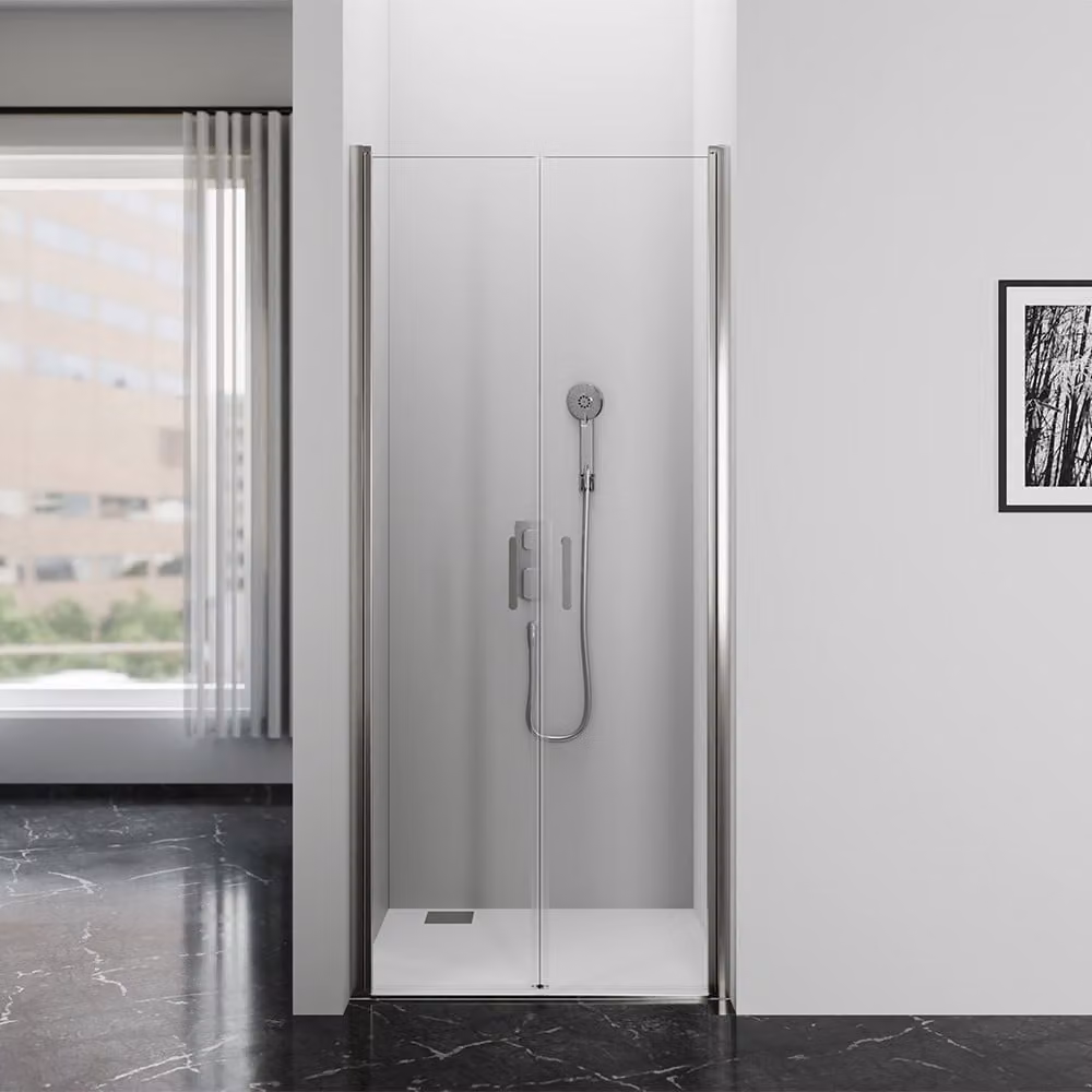 Porta doccia 90cm MARWELL BRIGHT cromo porta doccia a doppio battente - 80x195cm - installazione reversibile - profilo a parete regolabile - profili in alluminio di alta qualità