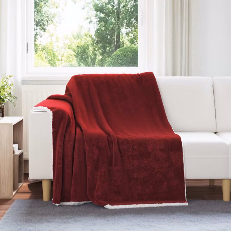 Coperta in pile morbida vidaXL Rosso, L 150 cm x P 200 cm