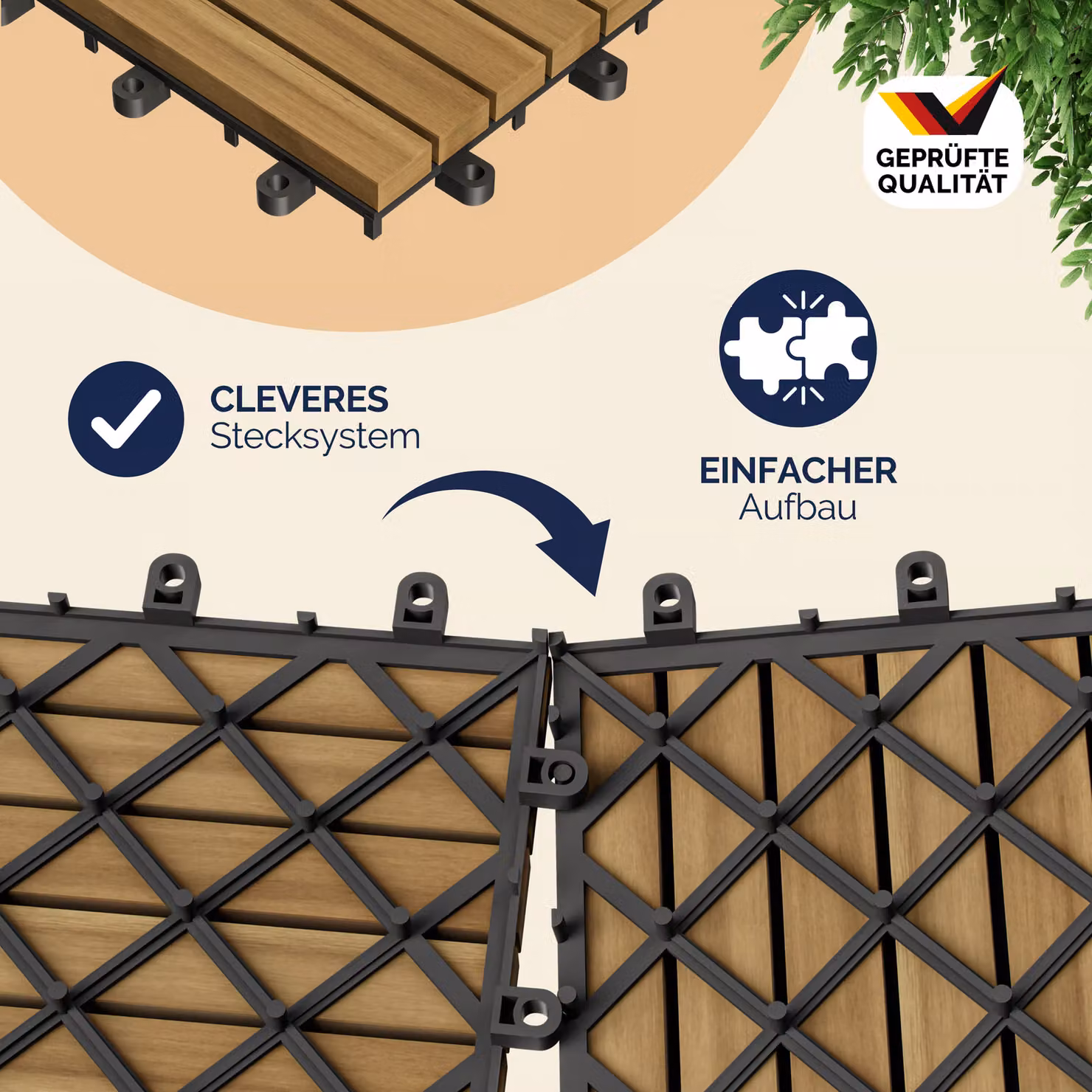 Set da 66 piastrelle da giardino Casaria in legno di acacia marrone con sistema click, L/P: 30 x 30 cm – 2