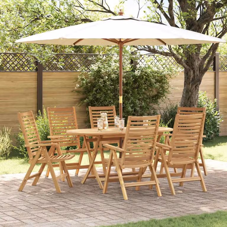 Set da pranzo per giardino vidaXL in legno di teak massiccio marrone 7 pezzi