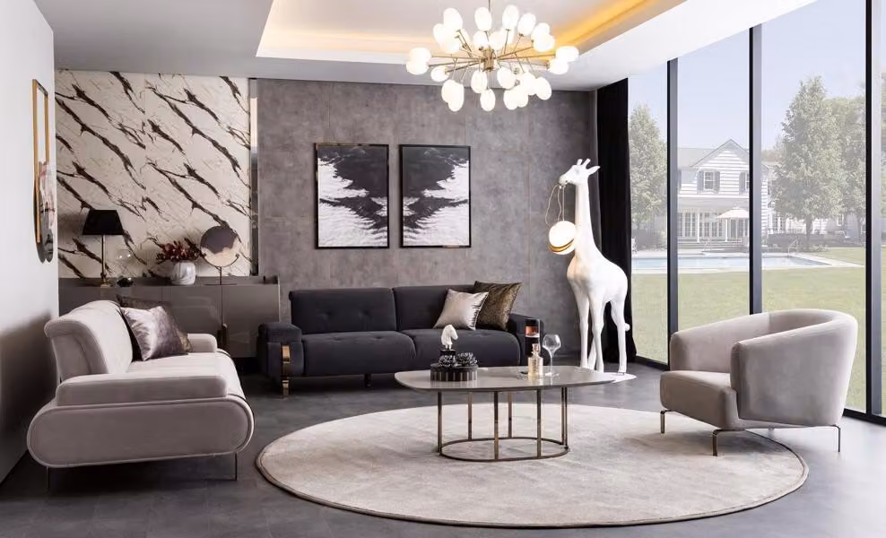 Wohnzimmer 2x Sofas 3 Sitzer Sessel Couchtisch Couchgarnitur Sofa Set 4tlg.